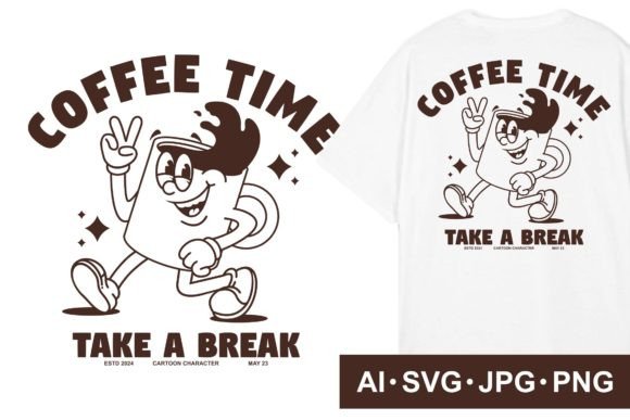 Reviewing Cartoon Character of Coffee for Embroidery